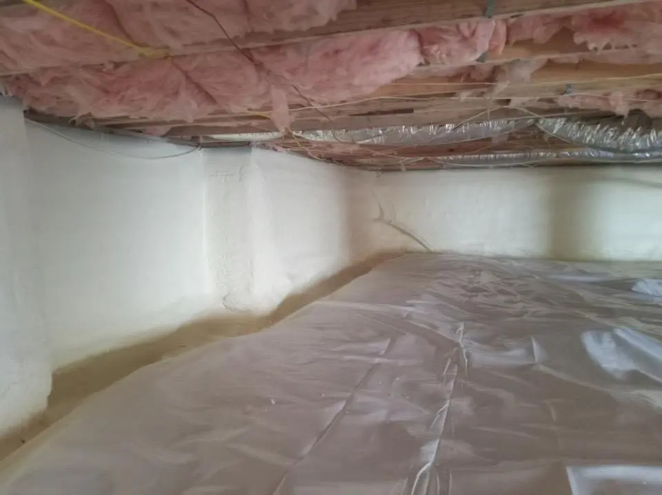 Crawl space encapsulation with closed-cell spray foam for Roof Waterproofing in Otis Orchards-East Farms