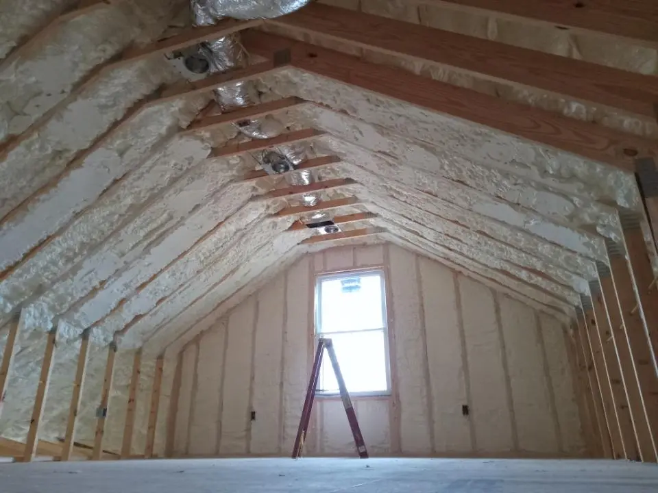 Spray foam roofing application for Crawl Space Insulation project in Otis Orchards-East Farms